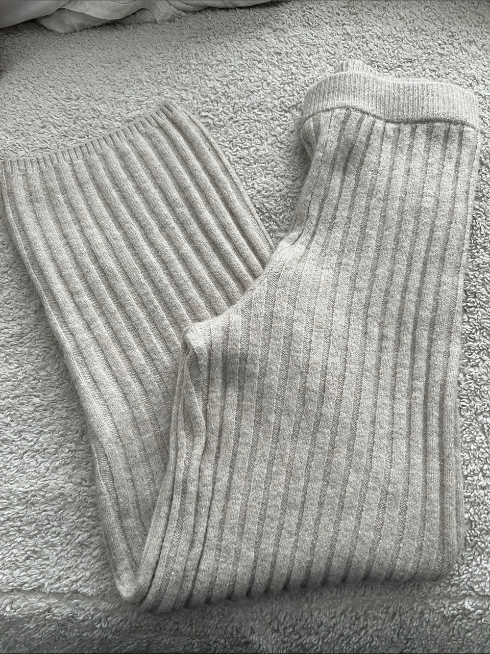 H&M Ribbed Knit Lounge Pants in cream
